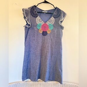 THML Blue embroidered mini dress size small